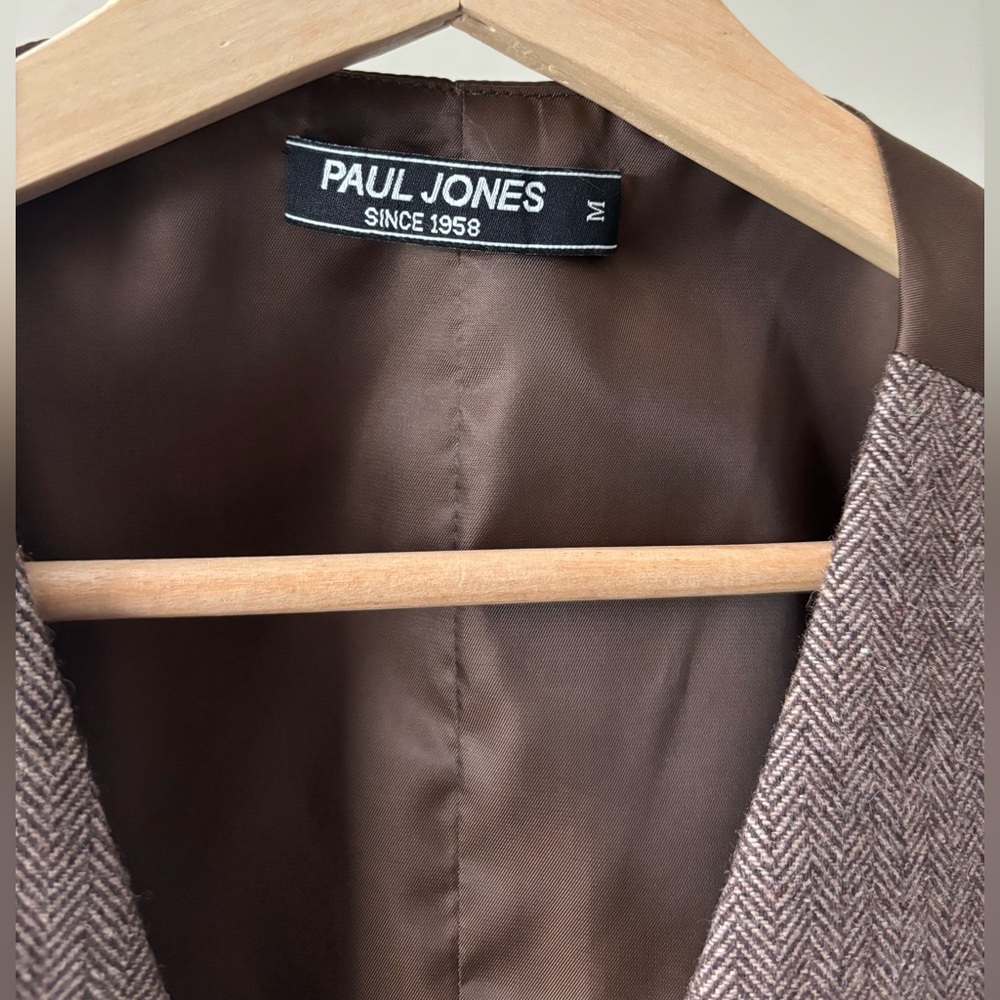 Paul Jones Since 1958 - Herringbone Wool Waistcoat Vest - M - Picture 4 of 14